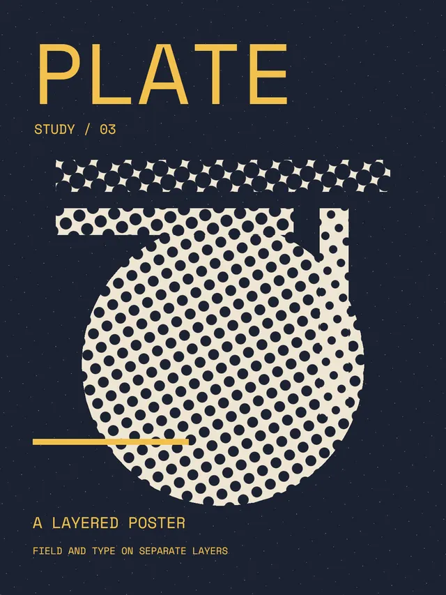 Gold PLATE lettering over the same dotted circle and bars.