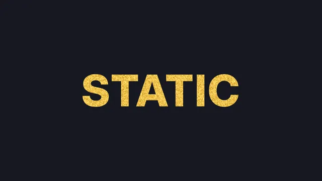 Bold gold STATIC lettering with a coarse grain texture on a dark background.